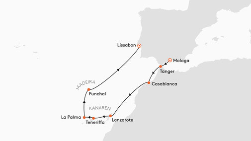 EUR2626 Reiseroute mit MS EUROPA