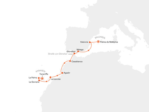EUR2722 Reiseroute mit MS EUROPA