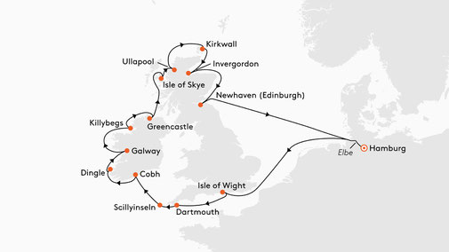 EUR2712 Reiseroute mit MS EUROPA