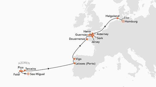 NAT2710 Reiseroute mit HANSEATIC nature