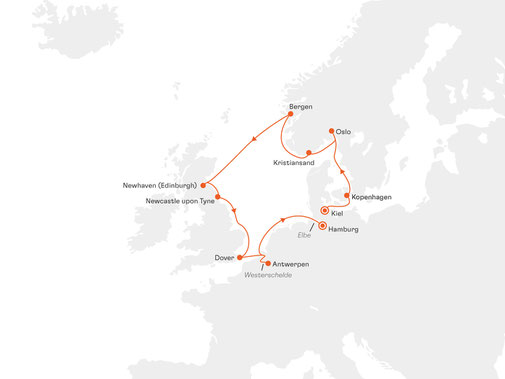 EUX2720 Reiseroute mit MS EUROPA 2