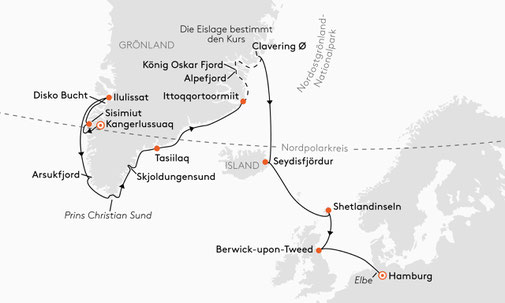 SPI2714 Reiseroute mit HANSEATIC spirit