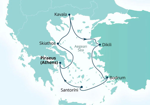 Seabourn Encore - Athen-Rundfahrt Routenkarte
