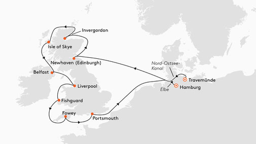 EUR2716 Reiseroute mit MS EUROPA