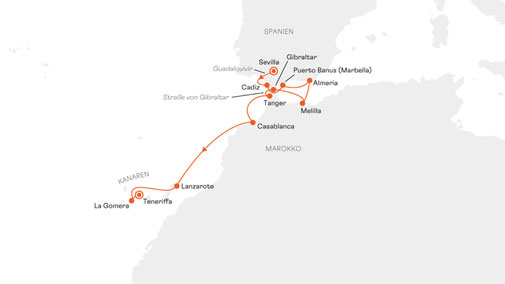 SPI2716 Reiseroute mit HANSEATIC spirit