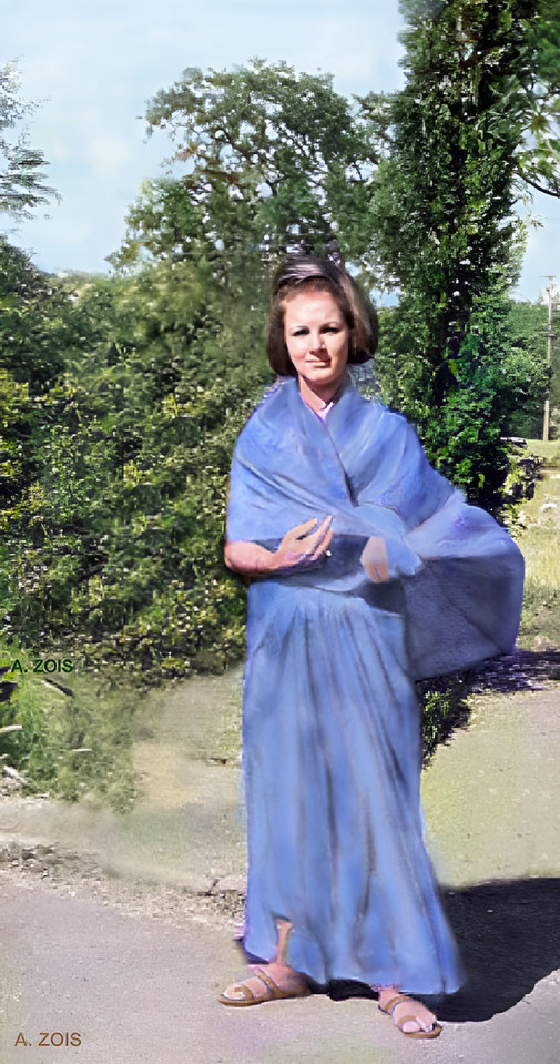 Helen in Poona, India during the Eastern Darshan in 1965. Image rendered by Anthony Zois.