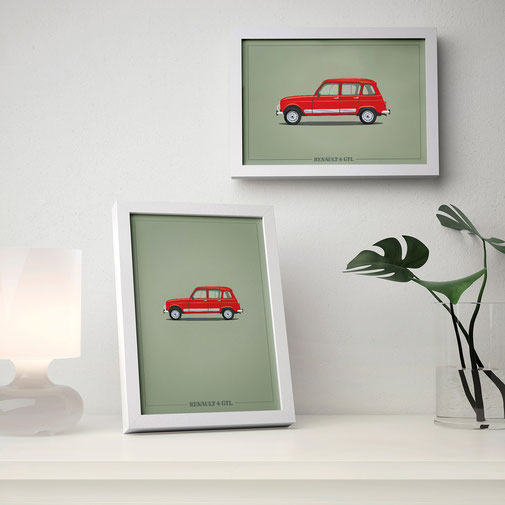 Renault Mercedes Porsche Peugeot poster carposter framed picture illustration graphic ilustracija grafika katrca classic cars