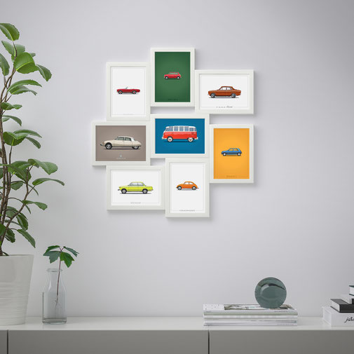 Renault Mercedes Porsche Peugeot poster car poster framed picture illustration bmw graphic ilustracija grafika katrca classic cars