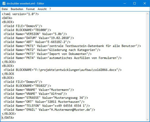 Dokumentengenerator über eine XML Datei steuern