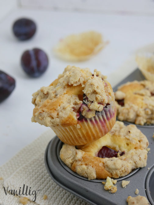 Rezept Zwetschgen Muffins mit Streuseln