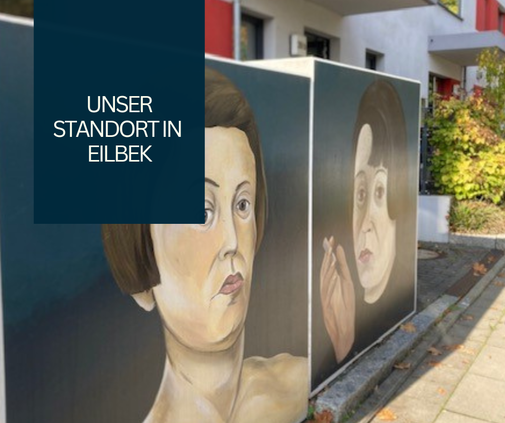 Foto von Portraits von Elfriede Lohse-Wächtler vor dem GPD-Zentrum
