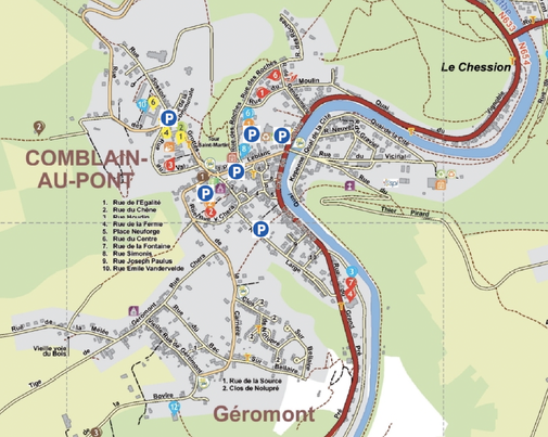 Les emplacements de parkings à Comblain-au-Pont