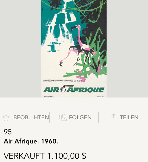 Air Afrique (Flamingos) - Original vintage airline poster