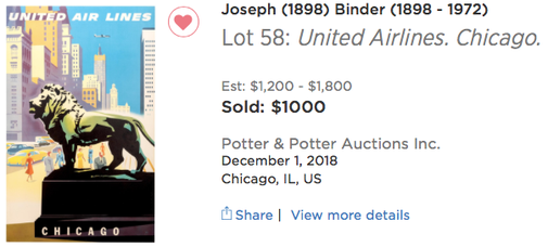 United Air Lines - Chicago - Joseph Binder - Original airline poster