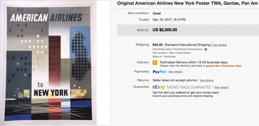 American Airlines - New York - Original vintage airline poster by Weimer Pursell