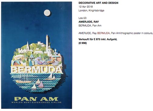 Pan Am - Bermuda - Original vintage airline poster by Ray Amejide