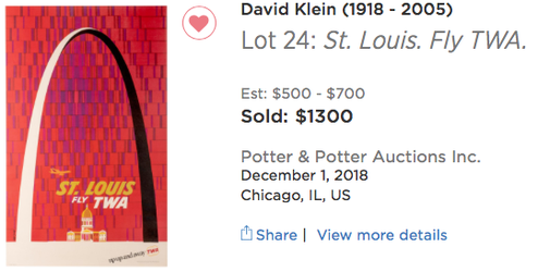 TWA - St. Louis - David Klein - Original airline poster