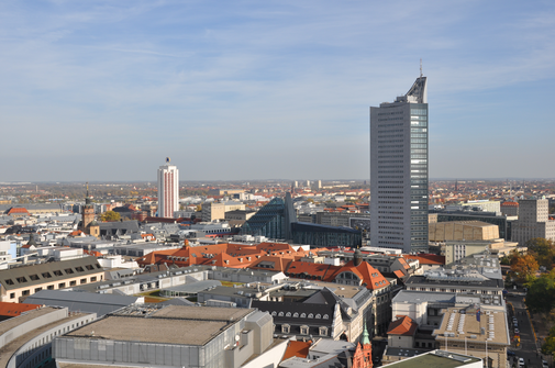 City- Ansicht der Stadt Leipzig aus der Luft