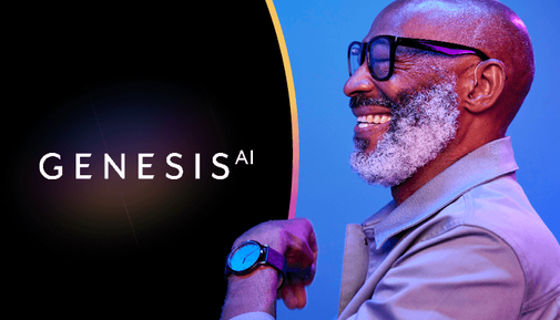 Genesis AI RIC worn by a smiling black man with a grey beard