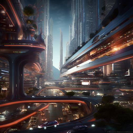 ville futuriste, hyper réaliste