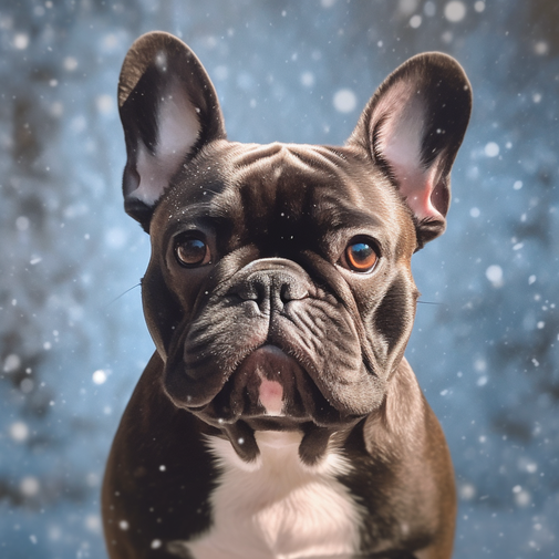 Bulldog français dans la neige - Raphaël D.