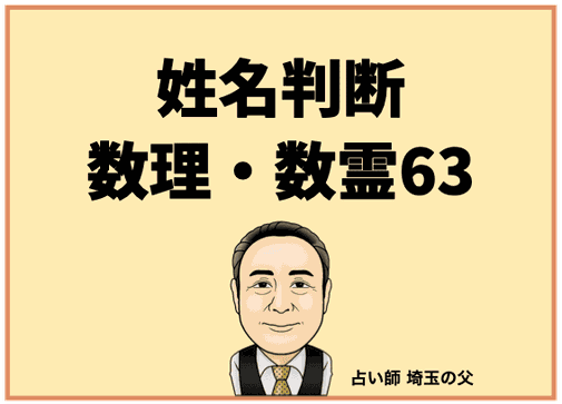 埼玉で姓名判断 数理・数霊63（占い師 埼玉の父）