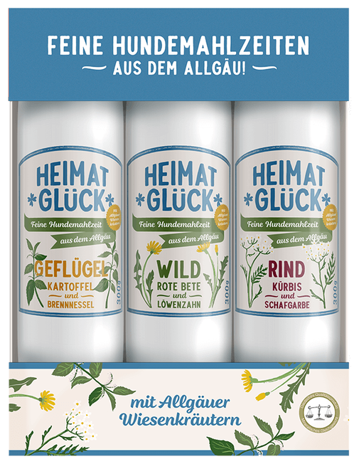 Reico Heimatglück Schmankerl Trio - Reico Hundewürste Geflügel, Wild und Rind.