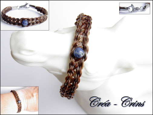 bracelet crins de cheval personnalisable et pierre gemme naturelle