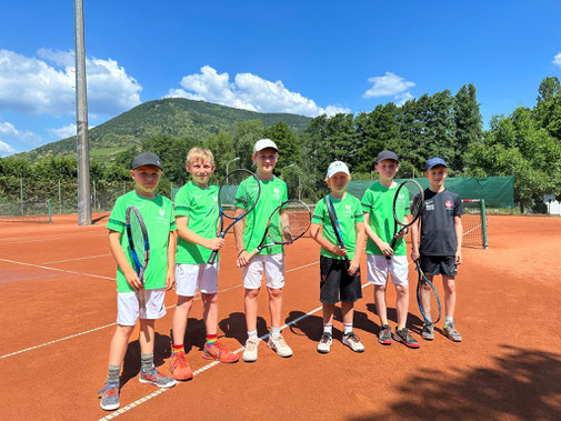 Die U12 am 23.6.2023: von links Jonas Brutscher, Marc Witzemann, Philipp Konrad, Leonhard Bätzel, Paul Schwöbel und Philipp Schardein.