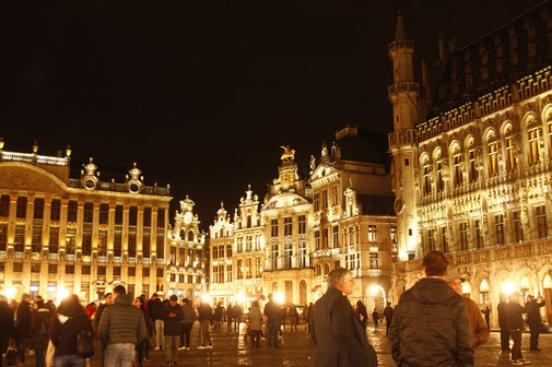 Grote Markt Brussels at night, illuminated architecture, architecture of Brussels