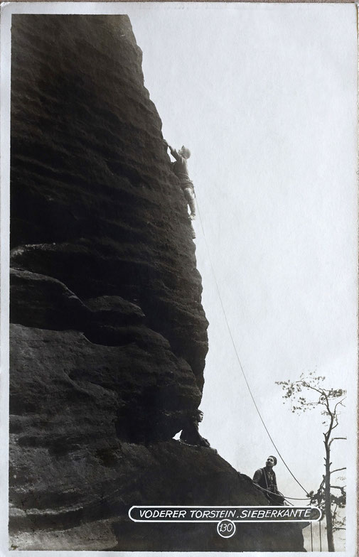 Kletterer am Vorderen Torstein-Sieberkante, Foto: Otto Fleischmann, um 1925