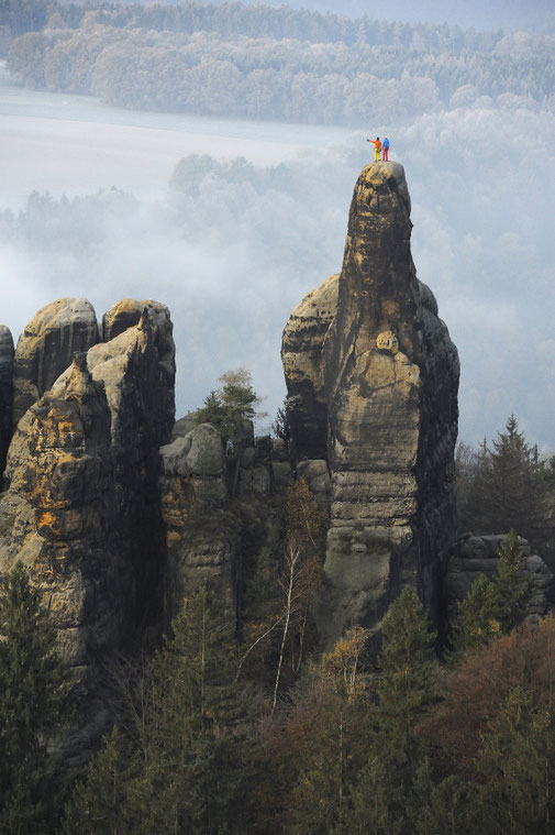 Jürgen Daleiden und Gerit Sophie Heidel auf dem Schrammtorwächter, Foto: Helmut Schulze