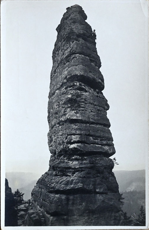Kletterer am Kleinen Prebischkegel, Foto: Paul Kippe um 1910