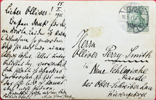 Postkarte an Perry-Smith, 1911