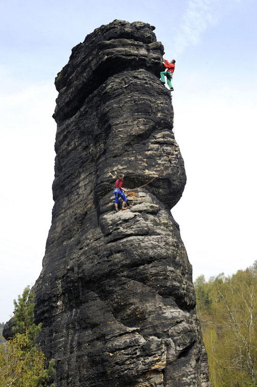 Harald Mothes, Schiefer Turm, Ostkante VI/E3, Foto: Helmut Schulze, 2016