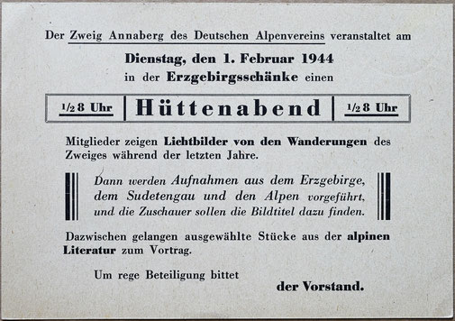 Postkarte vom Zweig Annaberg des DAV, 1944