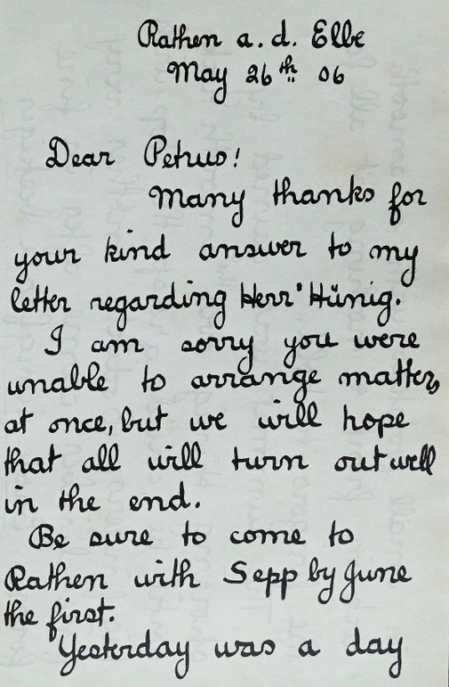 Brief von Oliver Perry-Smith an Rudolf Fehrmann