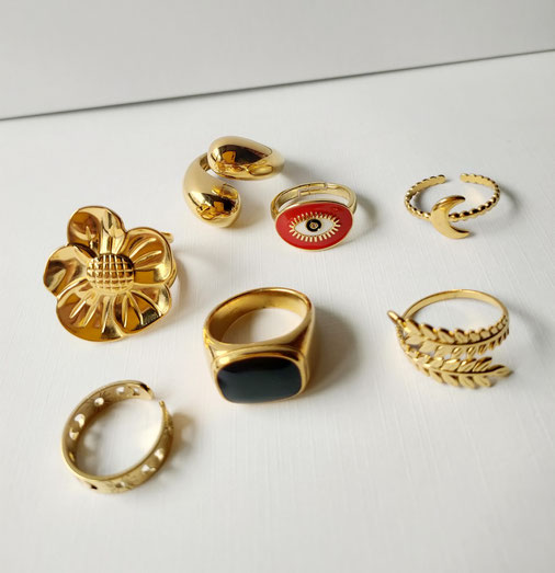 anillos acero dorado