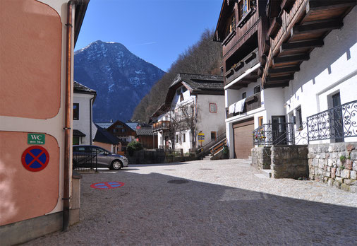 Oberer Marktplatz, Hallstatt, Architektur, Platzgrenzen, Fassadenkurve, historische Zugänge, Welterbe, 