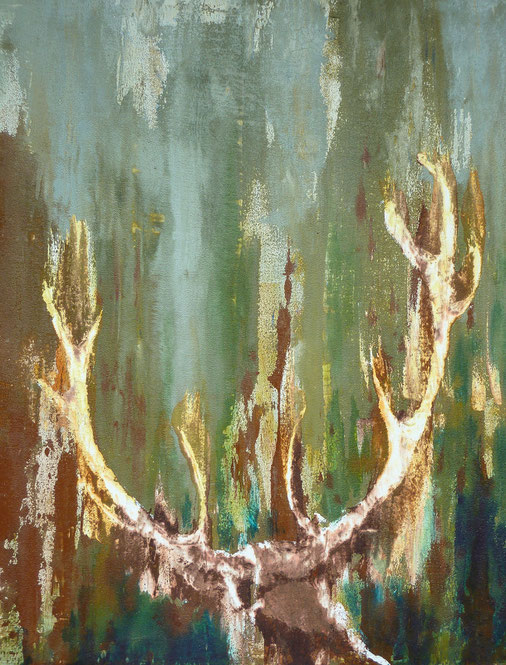 „Naturbegegnung“ / 2010 / Baumaterialien-Mischtechnik auf Leinwand 100 x 120 cm