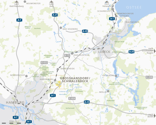 Zum Vergrößern klicken - Regionale Lage Großhansdorf / Schmalenbeck