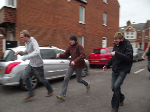 Adult egg and spoon race.