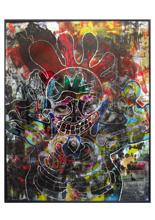 Techniques mixtes & transferts d'images sur verre, 50X40cm, 2014.