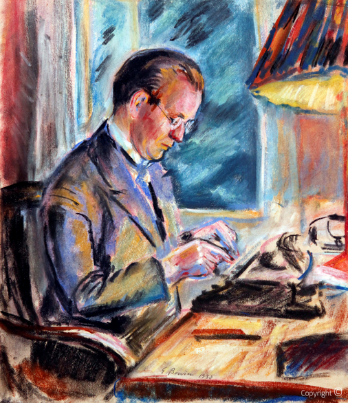 Erwin Bowien (1899-1972): The journalist Hanns Heinen in his office in the Bertramsmühle in Solingen, 1930