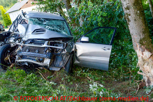 Feuerwehr, Blaulicht, Fotokerschi.at, Schardenberg, PKW, Unfall, Baum