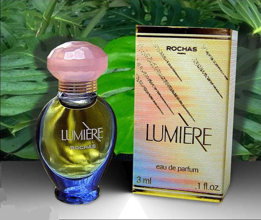 LUMIERE : FLACON AMPHORE BLEU CIEL - EAU DE PARFUM 3 ML - BOUCHON PLASTIQUE ROSE FONCE