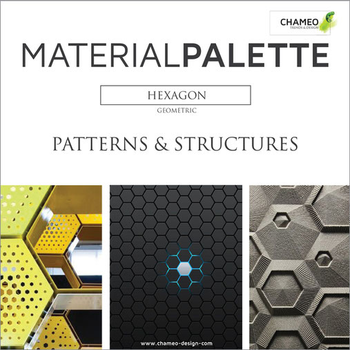 Material palette CMF color material design geometric hexagon patterns structures