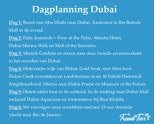 Dagplanning Dubai