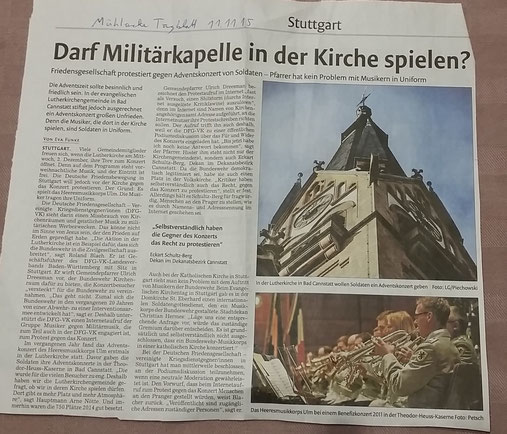 Mühlacker Tagblatt, 11.11.2015, zum Vergrößern anklicken!