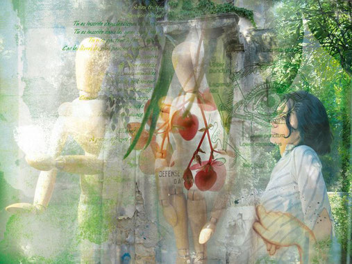 Photomontage, la lettre T pour une Tête désappointée
